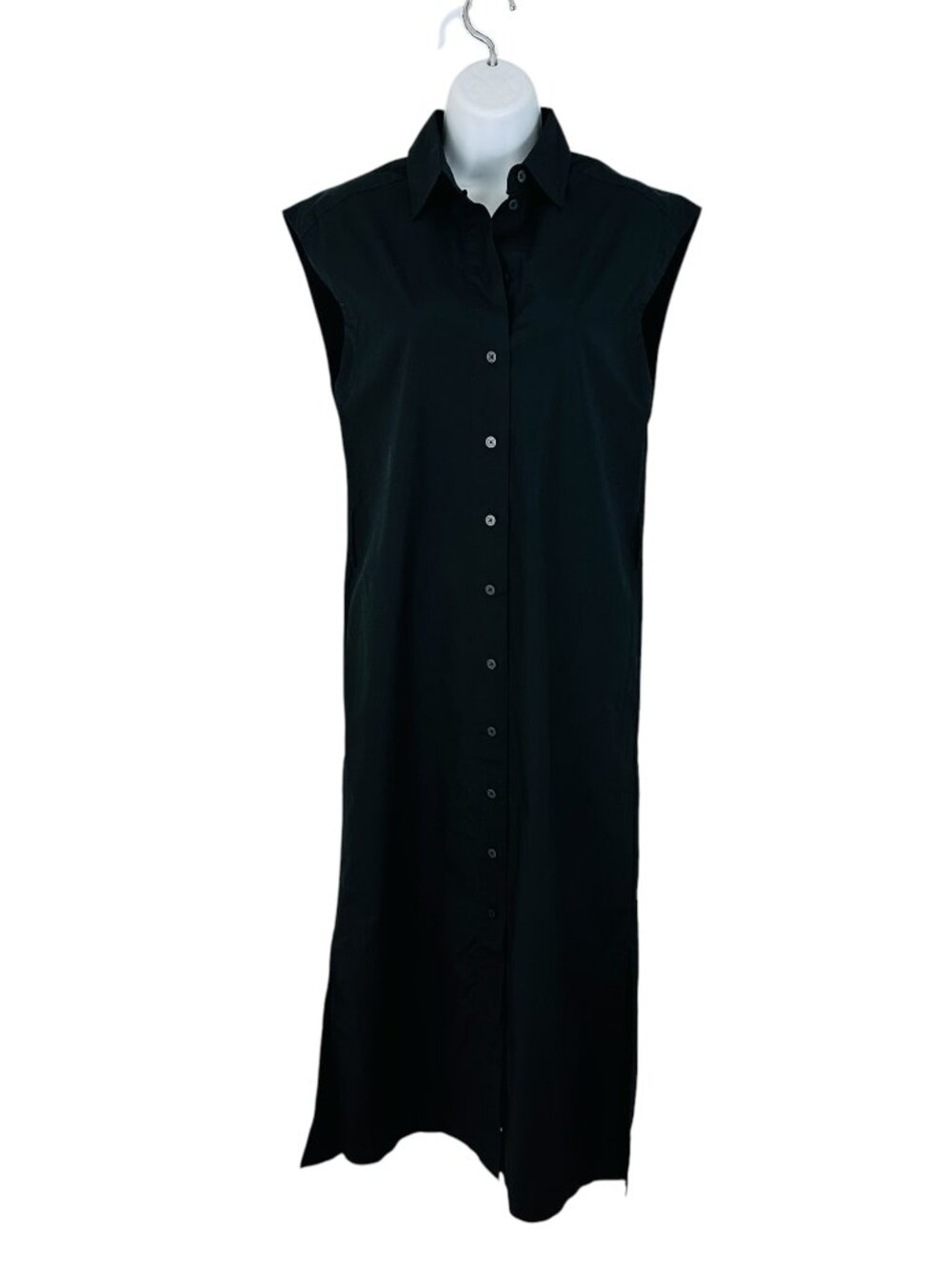 Everlane Women's Size 00 Cap Sleeve Midi Black Shirt Dress NEW No Belt